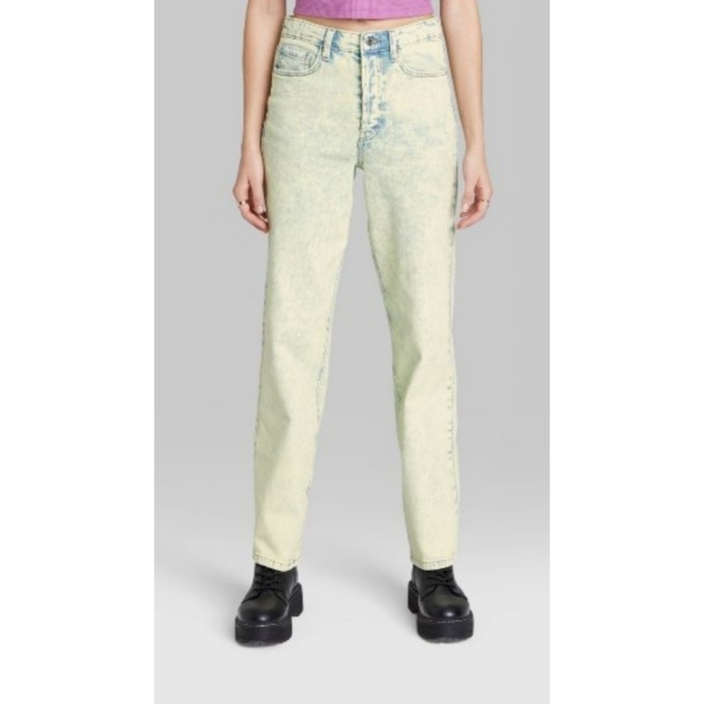 NEW Wild Fable Super High-Rise Acid Over-Dye Straight Jeans